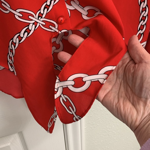 Susan Graver button-front chains blouse, women’s 10 - Picture 4 of 5